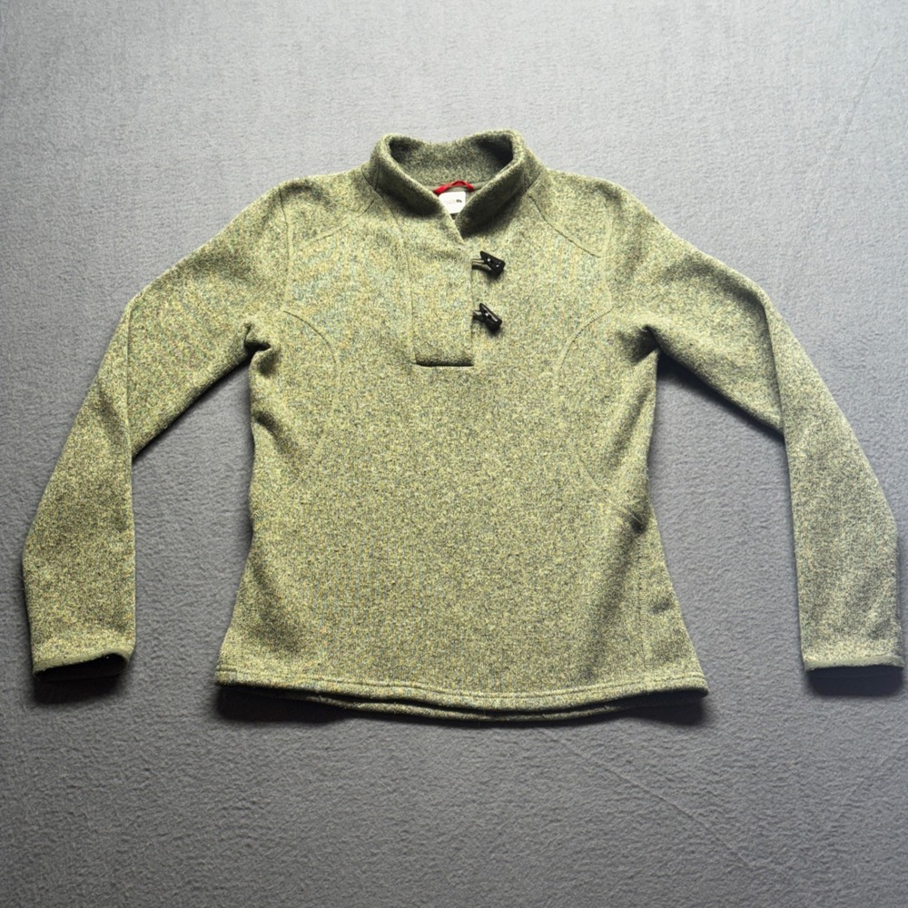 The North Face Crescent Sunset Pullover Fleece Toggle Sweater Green Womens Small